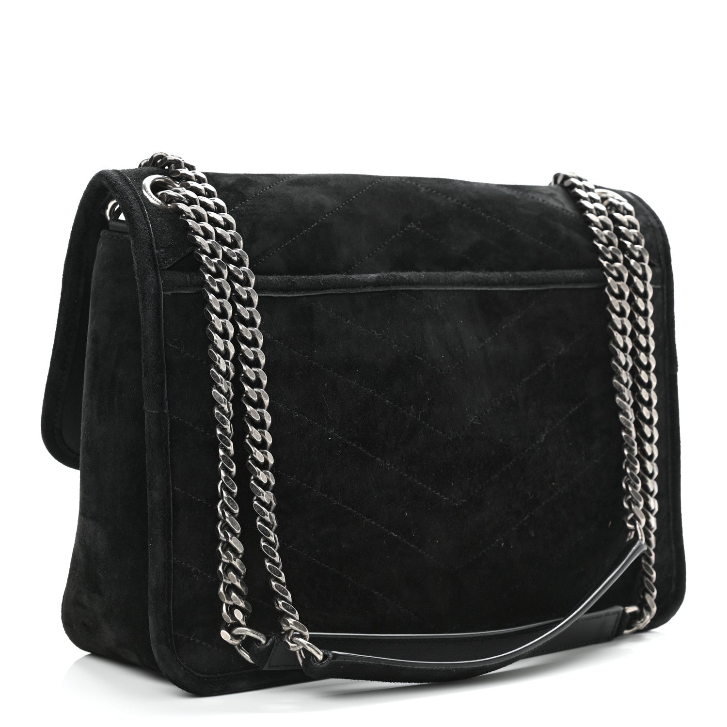 Saint Laurent Suede Monogram Medium Niki Chain Satchel Black 2 of 9