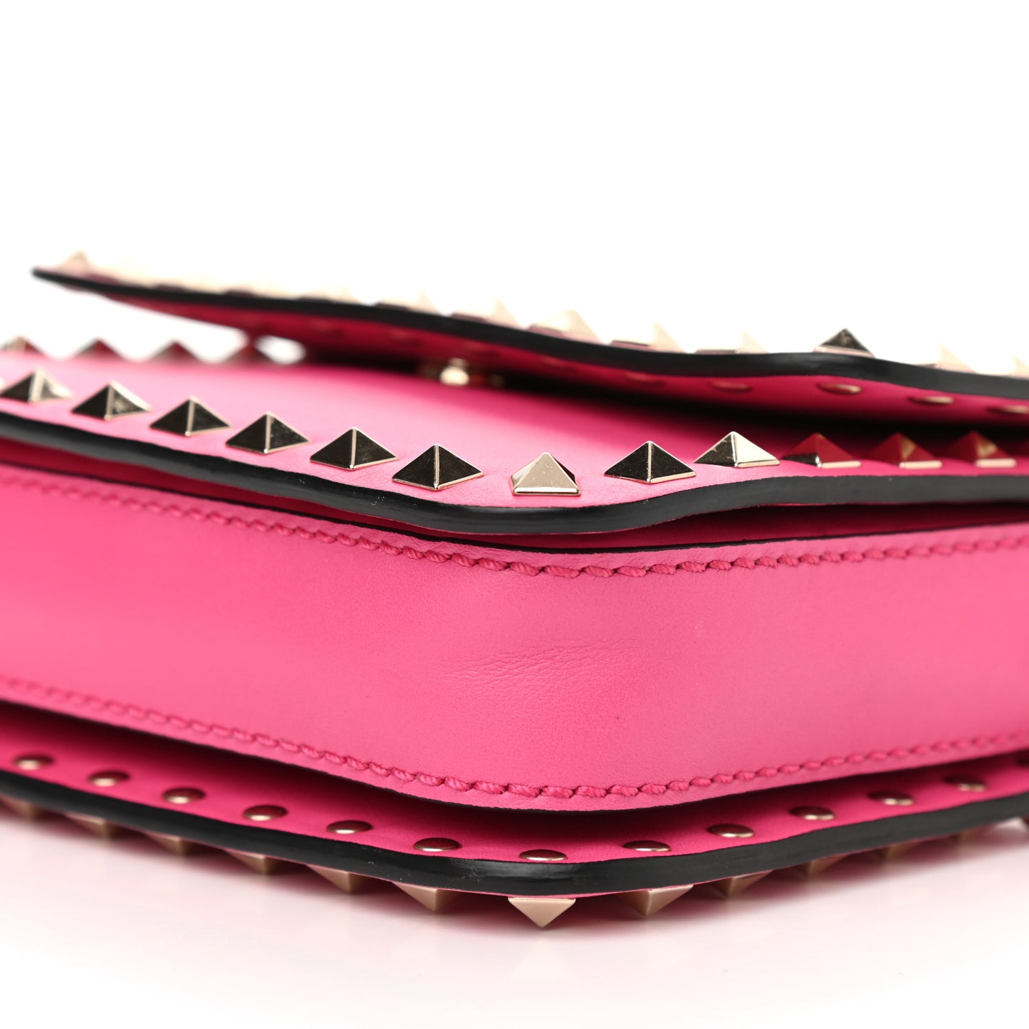 Vitello Rockstud Flap Crossbody Bag Peony