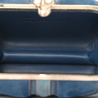 Alexander McQueen Suede Denim Britannia Skull Box Clutch Blue 5 of 7
