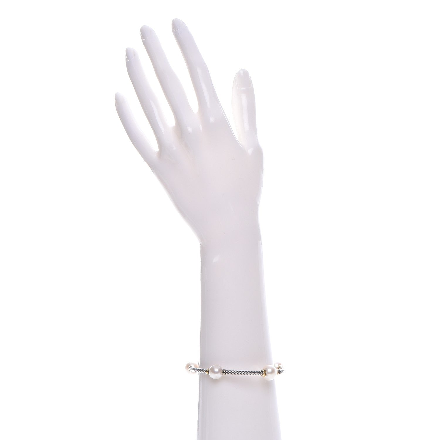 David Yurman Sterling Silver 18K Yellow Gold Pearl Bracelet 2 of 6