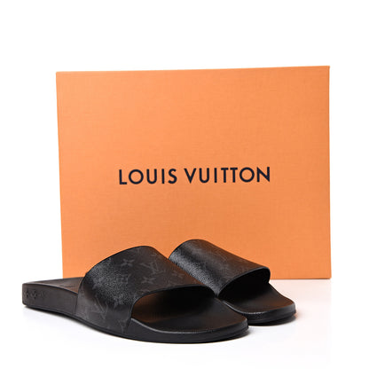 Louis Vuitton Rubber Monogram Eclipse Mens Waterfront Mules 12 Black 9 of 9