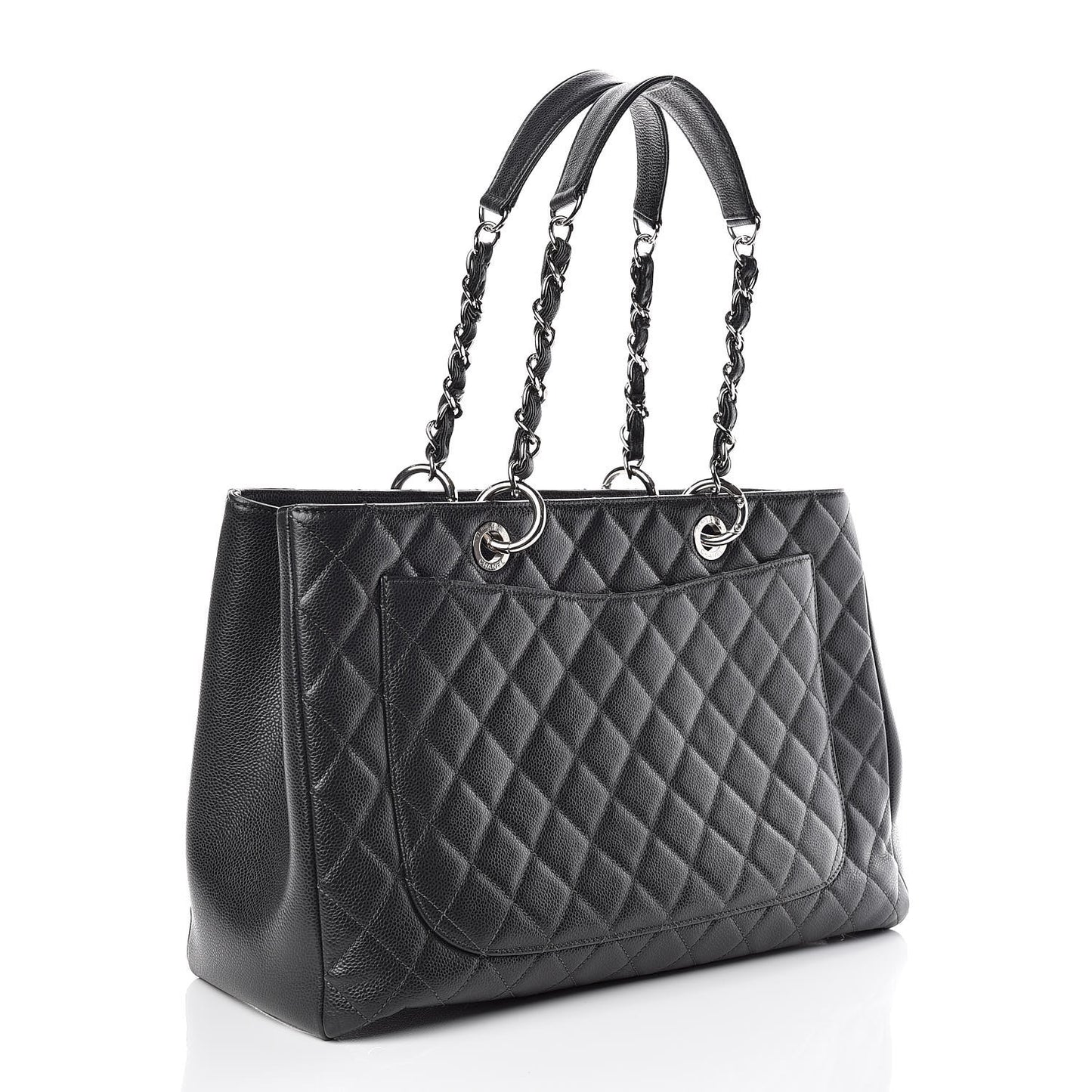 Caviar Quilted XL Grand Shopping Tote GST Dark Grey