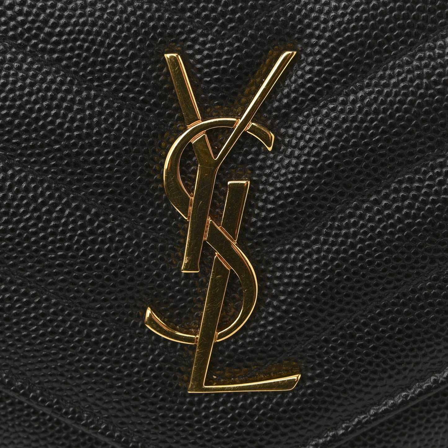 Grain De Poudre Matelasse Chevron Monogram Envelope Chain Wallet Black