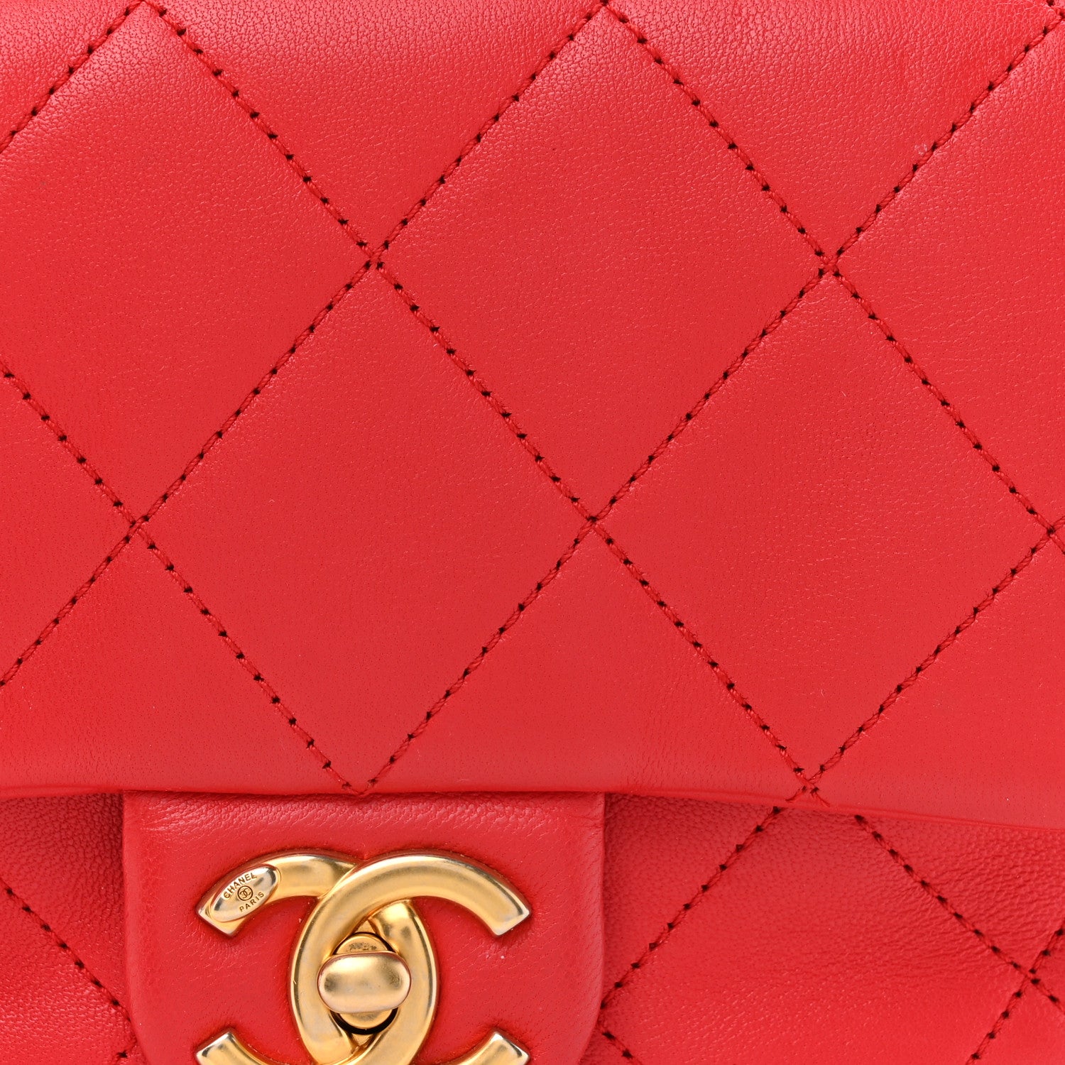 Chanel Lambskin Quilted Small Circular Handle Bag Brilliant Rouge 8 of 15