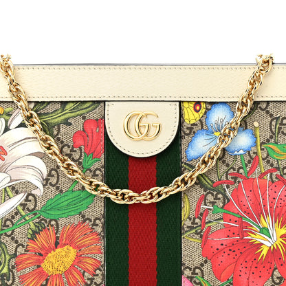 Gucci GG Supreme Monogram Flora Web Small Ophidia Chain Shoulder Bag White 8 of 11