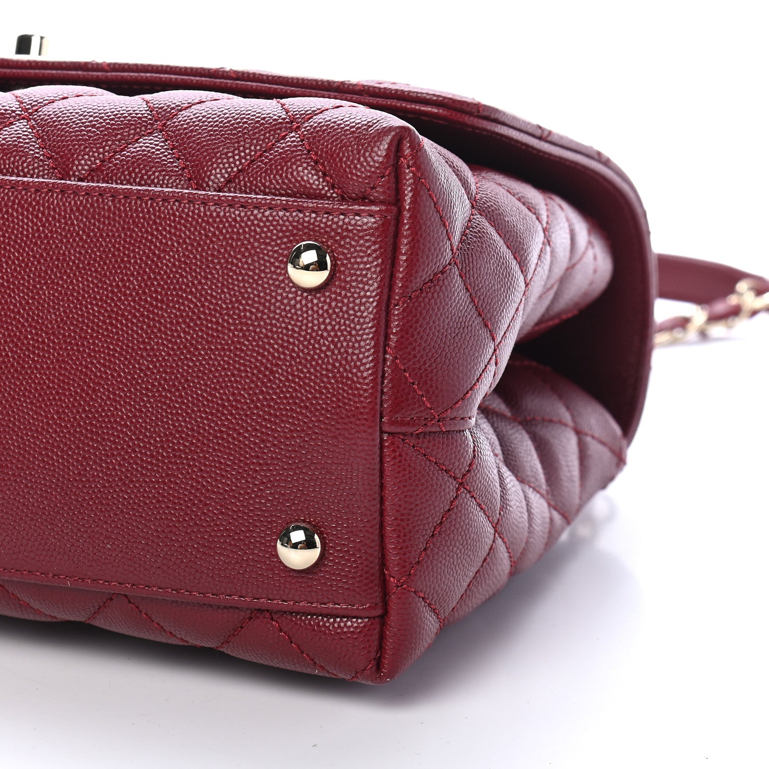 Chanel Caviar Lizard Embossed Quilted Small Coco Handle Flap Burgundy 9 of 9