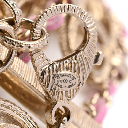 Chanel Metal Lambskin CC Chain Link Bracelet Gold Pink 4 of 5