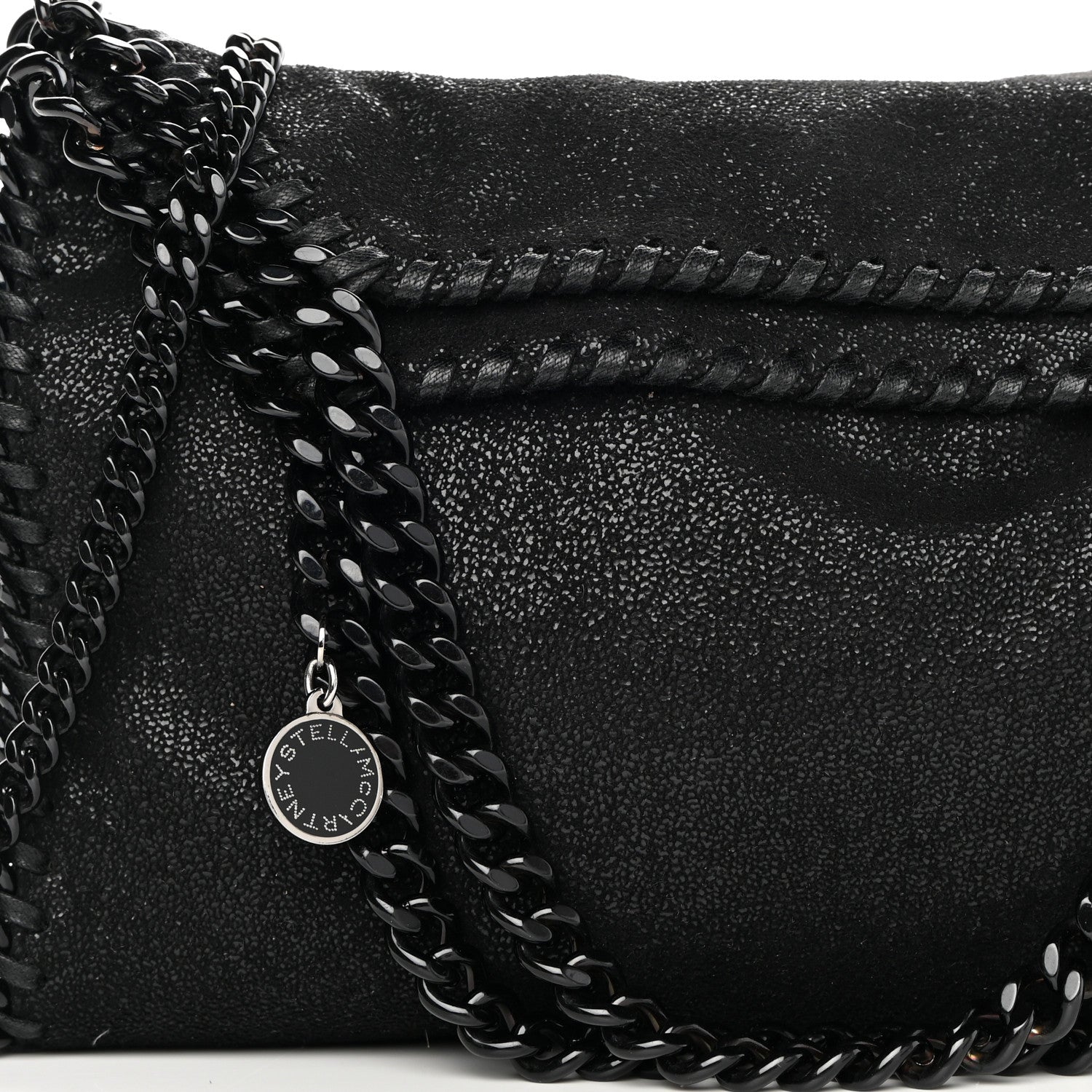 Stella McCartney Shaggy Deer Mini Falabella Fold Over Tote Black 8 of 11