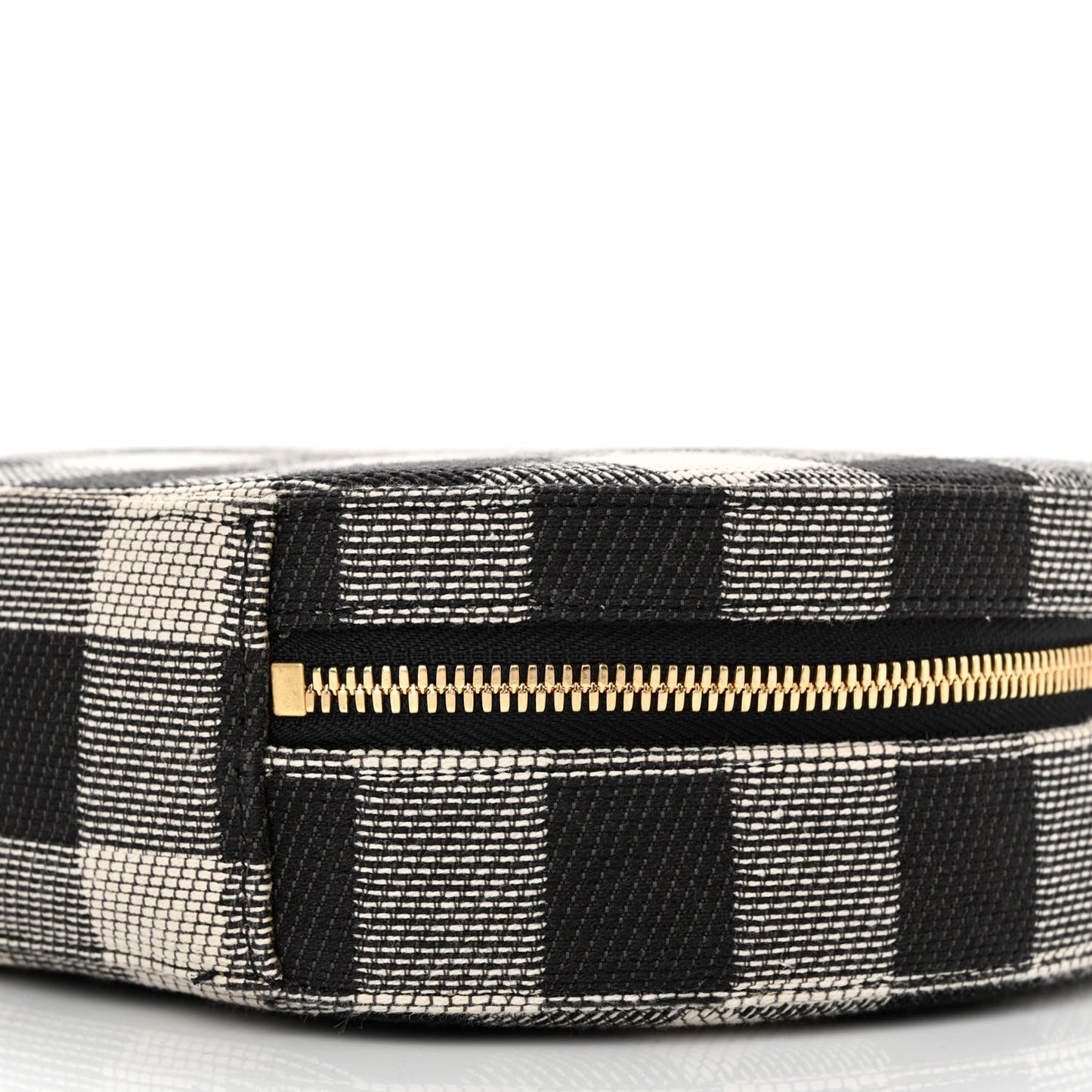 Canvas Gingham Check Circle Crossbody Black White