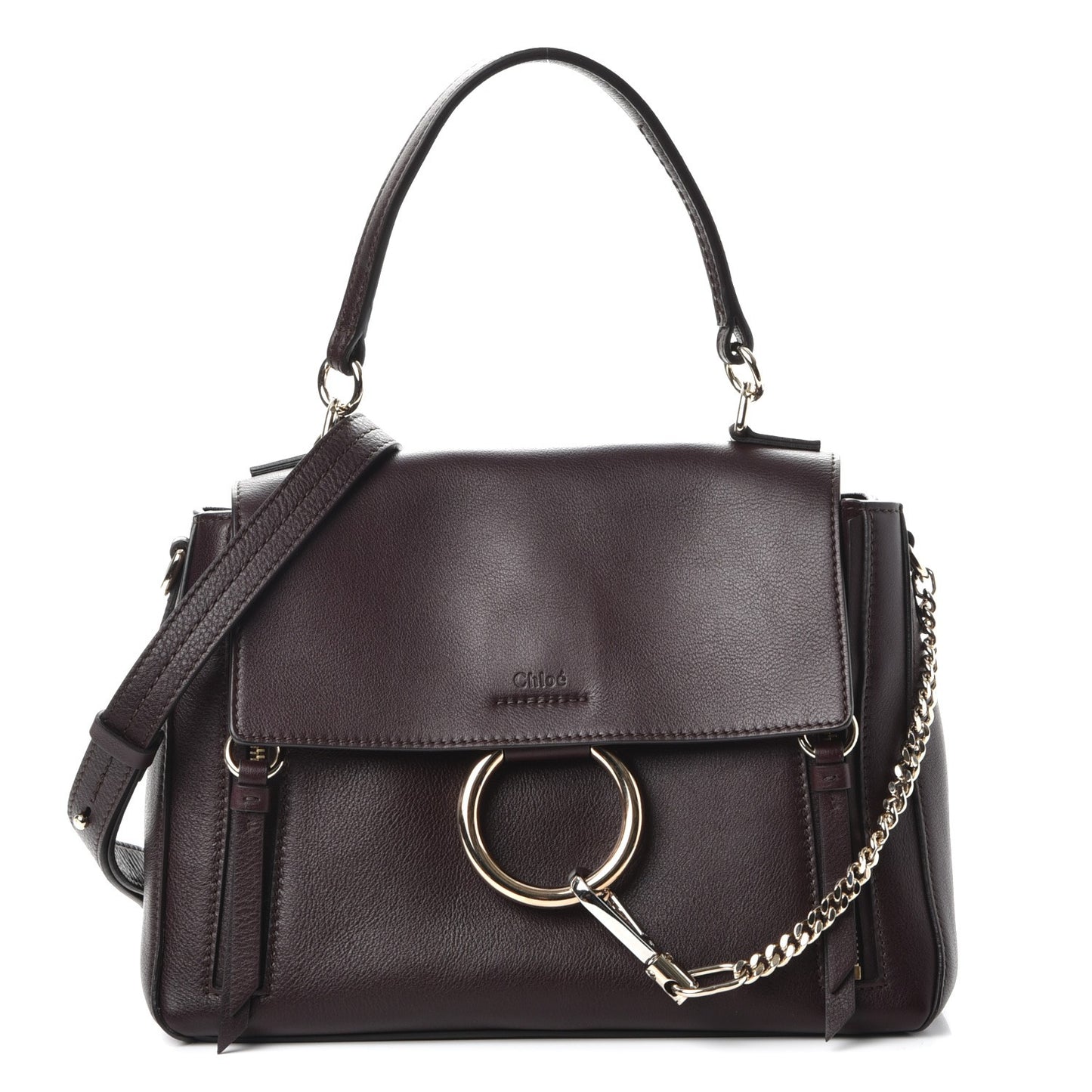 Calfskin Small Faye Day Shoulder Bag Carbon Brown