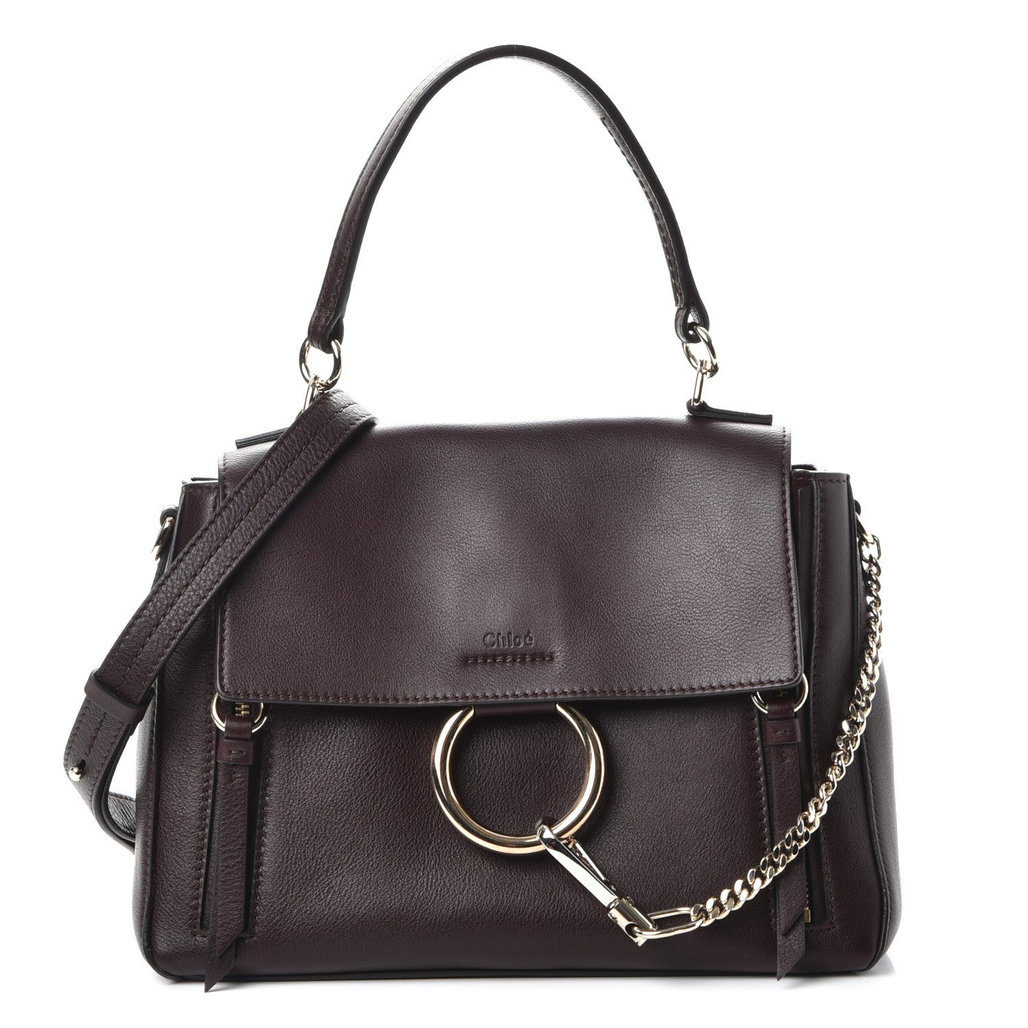Chloe Calfskin Small Faye Day Shoulder Bag Carbon Brown 1 of 7