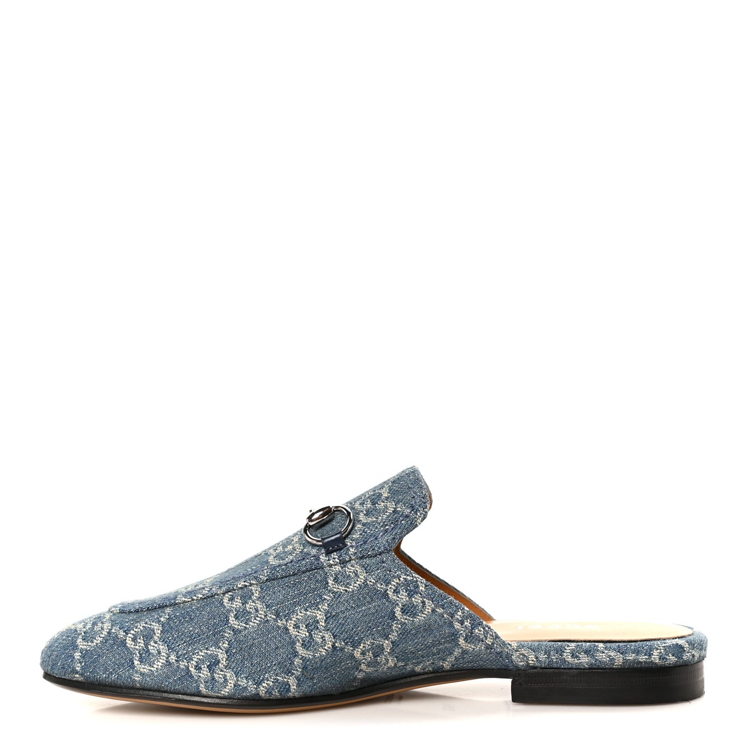 Gucci New Denim GG Malaga Kid Womens Princetown Slippers 36.5 Light Blue Royale 1 of 10