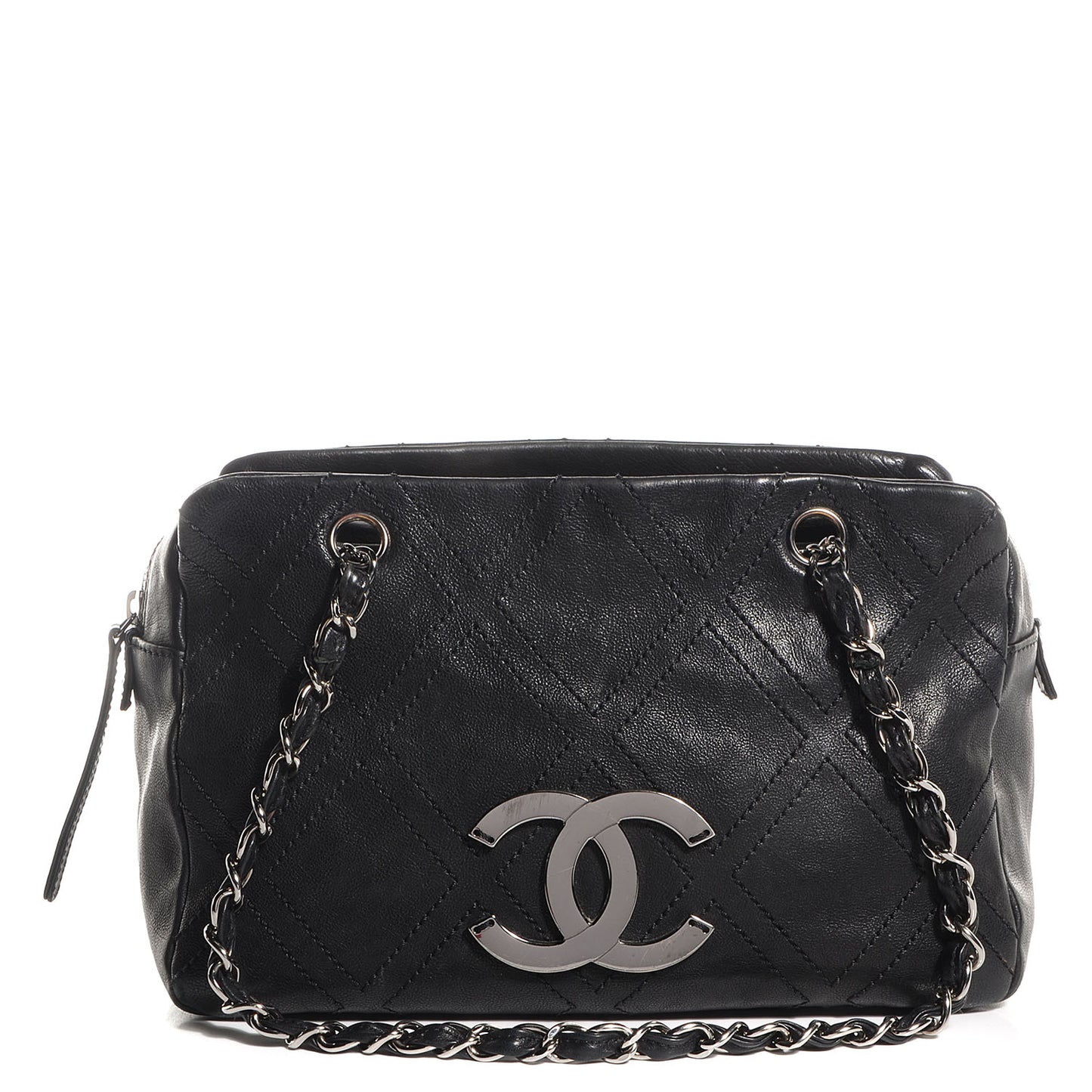 Calfskin Small Diamond Stitch Tote Black