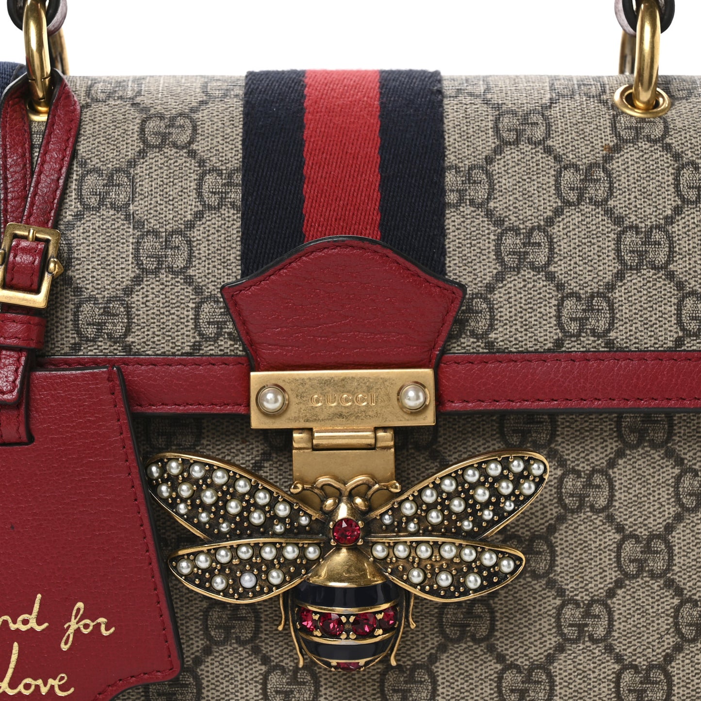 GG Supreme Monogram Small Queen Margaret Top Handle Bag Red