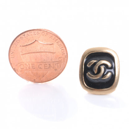 Chanel Enamel CC Earrings Black and Gold 2 of 5
