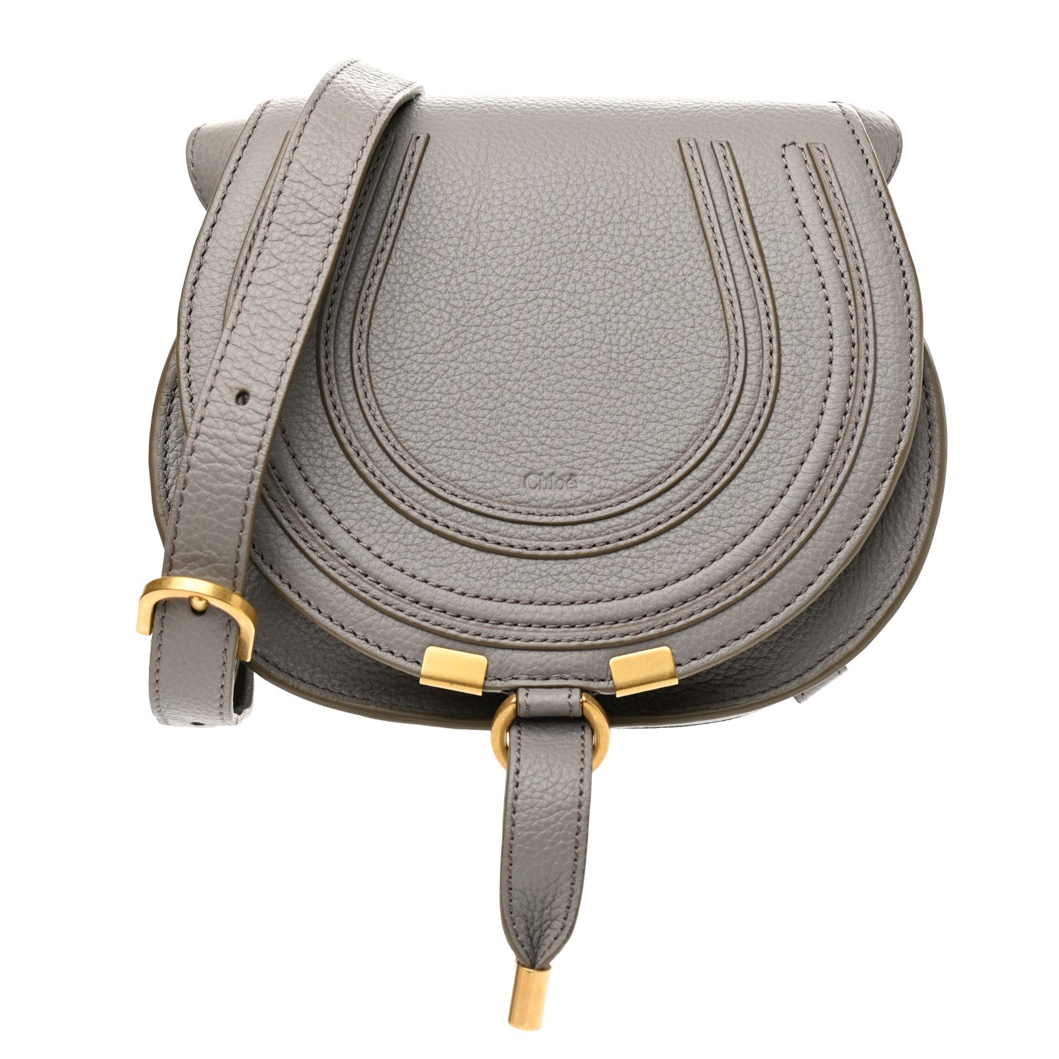 Chloe Calfskin Mini Marcie Round Crossbody Bag Cashmere Grey 1 of 8