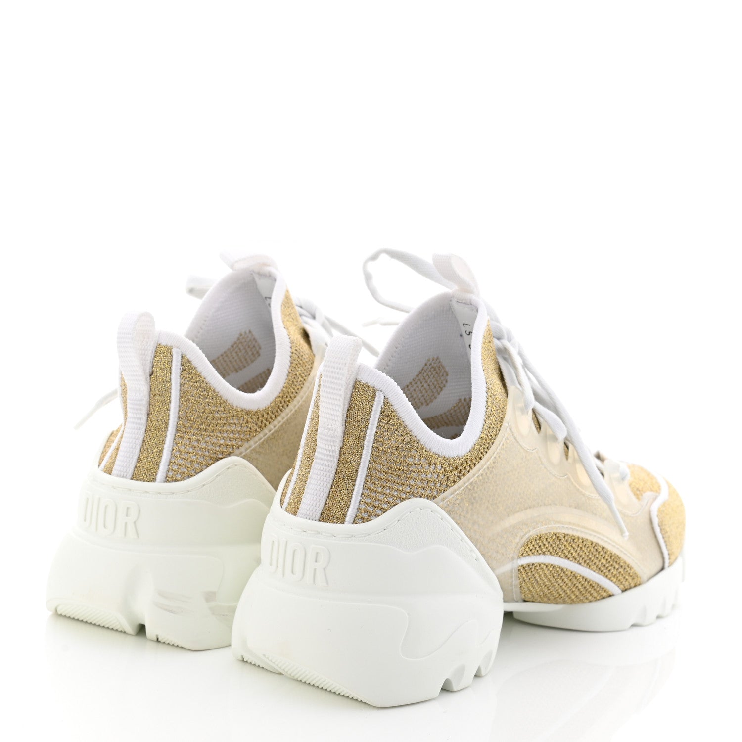 Christian Dior Laminated Knit D-Connect Sneakers 36.5 Gold 4 of 9