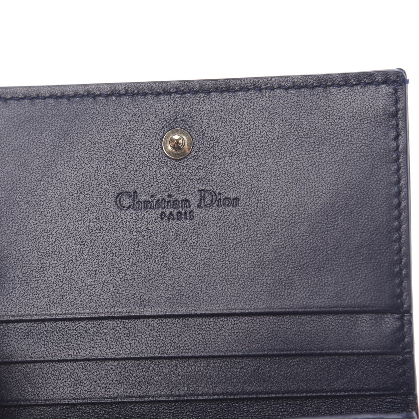 Lambskin Cannage Mini Lady Dior Wallet Navy