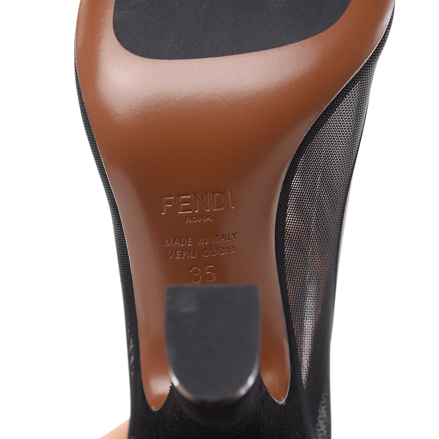 Fendi Technical Mesh FF Colibri High Heel Knee High Boots 35 Black Tobacco 6 of 9