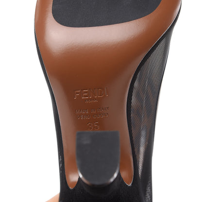 Fendi Technical Mesh FF Colibri High Heel Knee High Boots 35 Black Tobacco 6 of 9