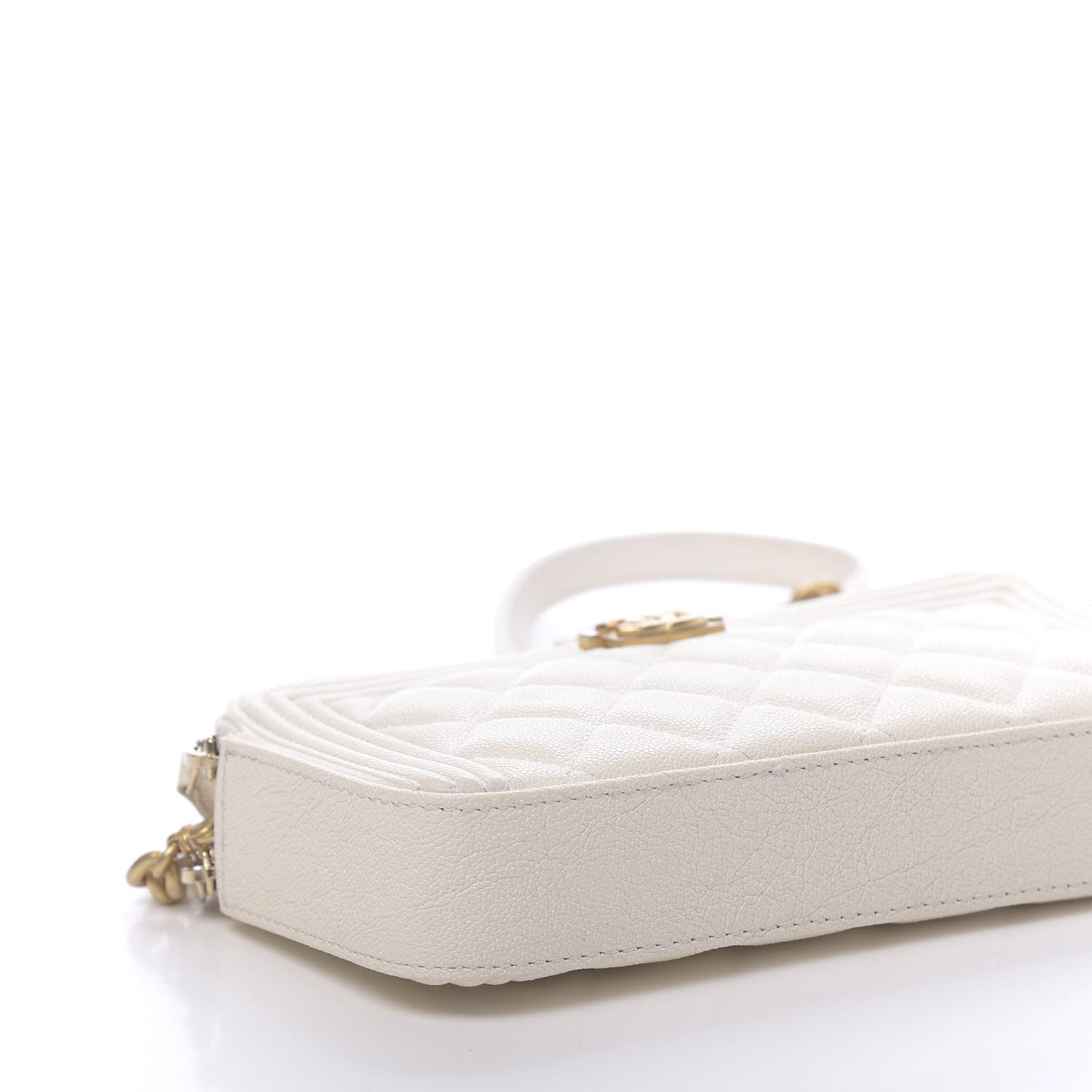 Chanel Caviar Quilted Small Boy Clutch With Chain White 14 of 16