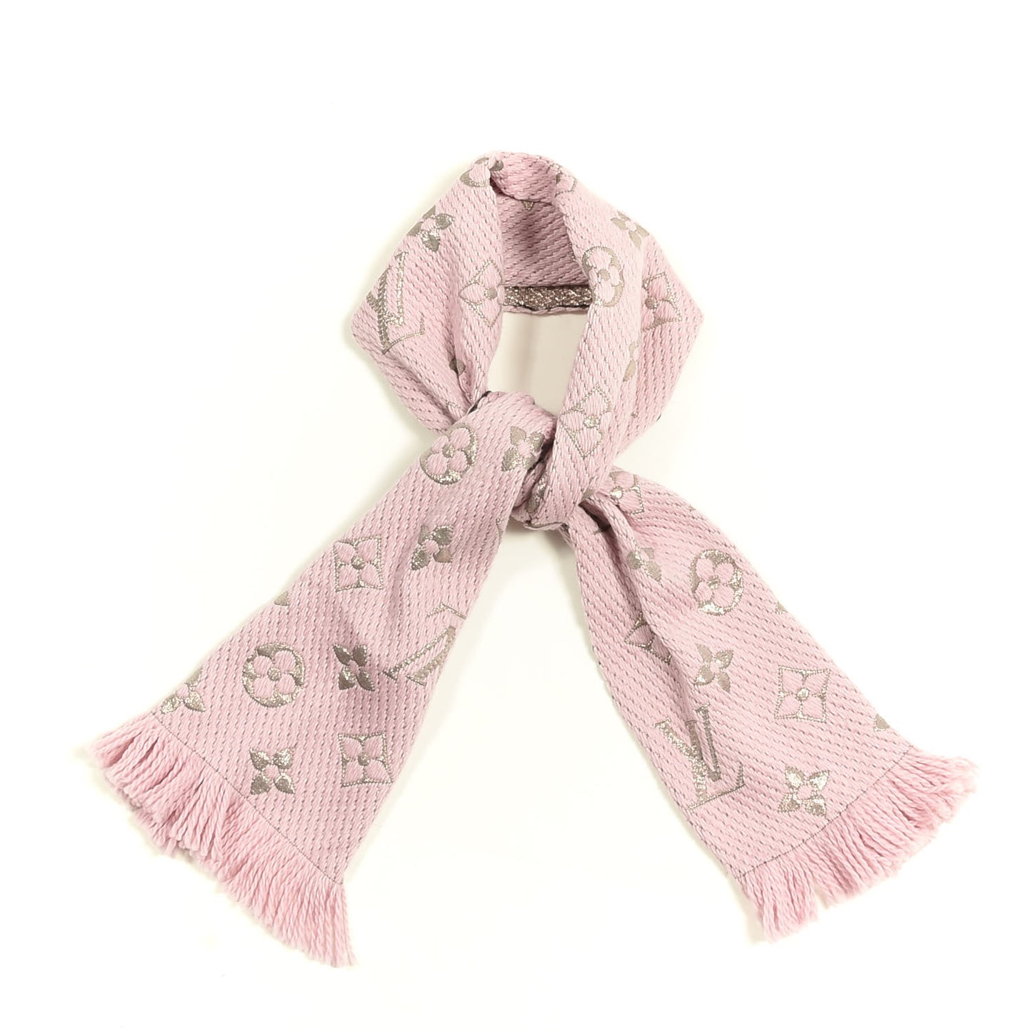 Wool Silk Logomania Shine Scarf Pink