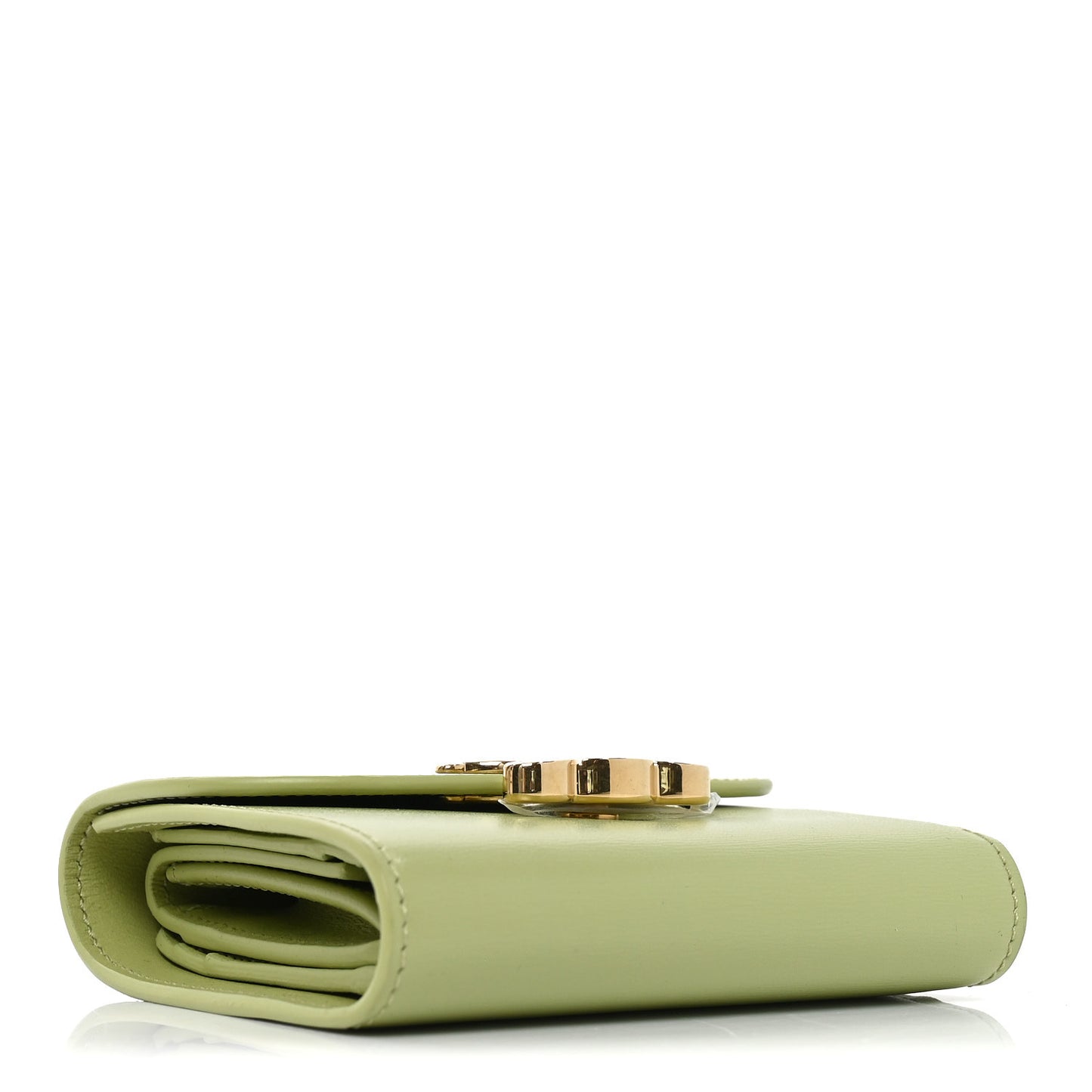 Shiny Calfskin Small Triomphe Wallet Light Jade