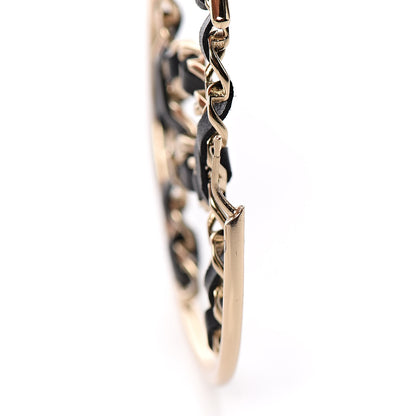 Chanel Lambskin CC Chain Hoop Earrings Black Gold 4 of 5