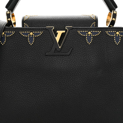 Louis Vuitton Taurillon Flower Capucines PM Black Blue 7 of 13