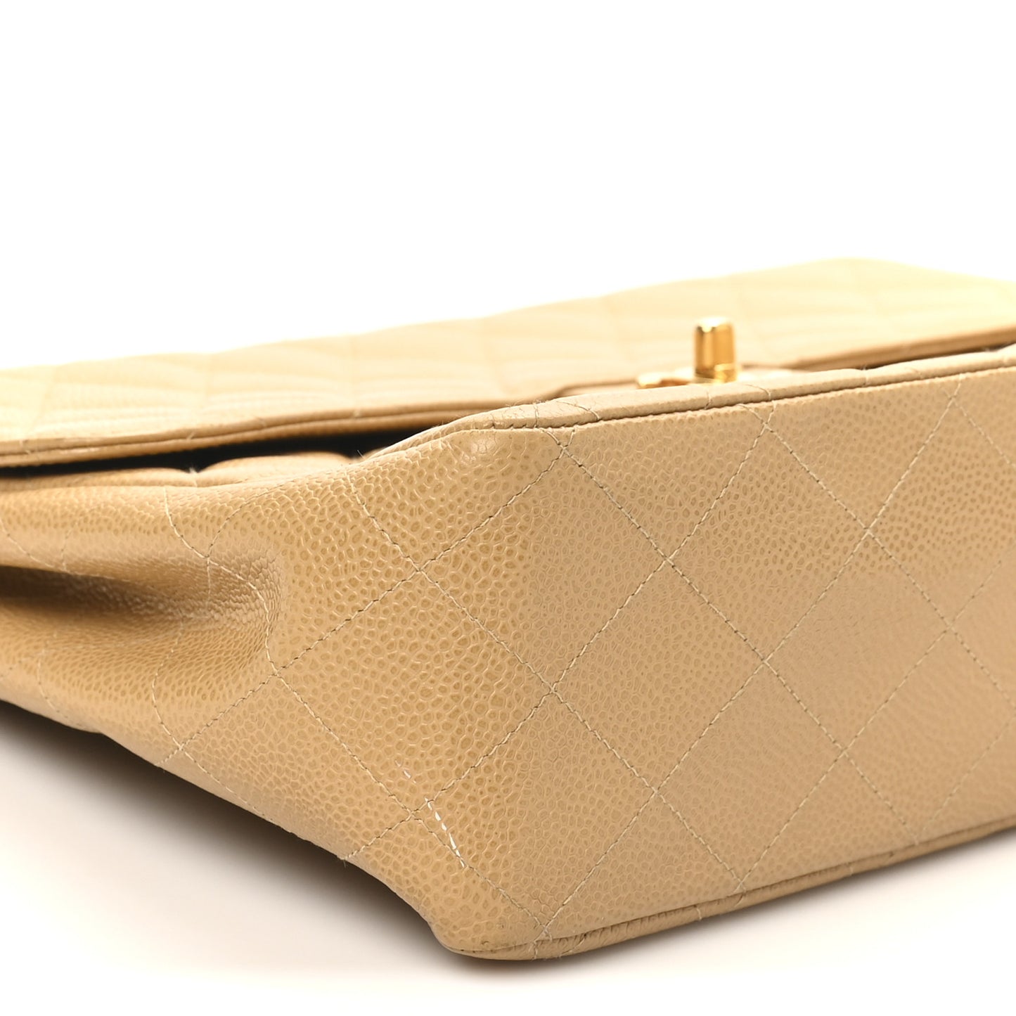 Caviar Quilted Jumbo Single Flap Beige