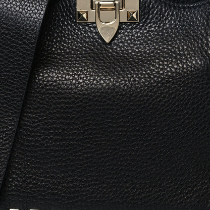 Valentino Garavani Pebbled Calfskin Mini Rockstud Flip-Lock Messenger Bag Black 7 of 9