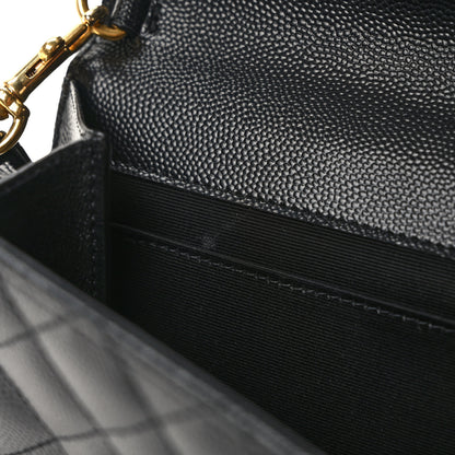 Saint Laurent Grain De Poudre Textured Mixed Matelasse Triquilt Monogram Clutch Black 10 of 11