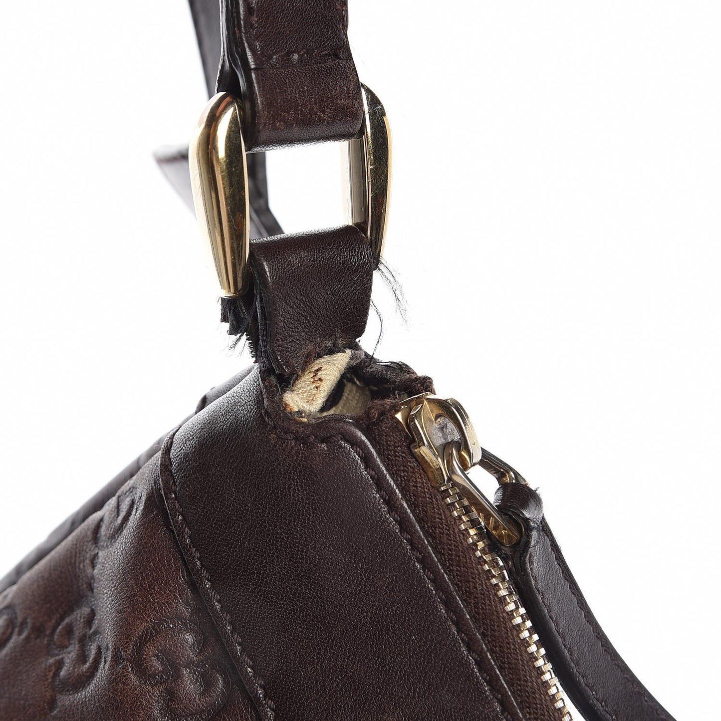 Guccissima Large D Ring Messenger Dark Brown