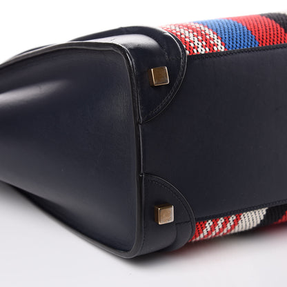 Celine Smooth Calfskin Striped Canvas Micro Luggage Navy Blue 9 of 17