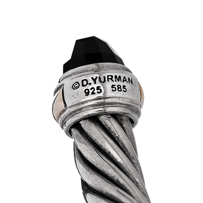 David Yurman Sterling Silver 14K Yellow Gold Black Onyx 7mm Cable Classics Bracelet 3 of 3