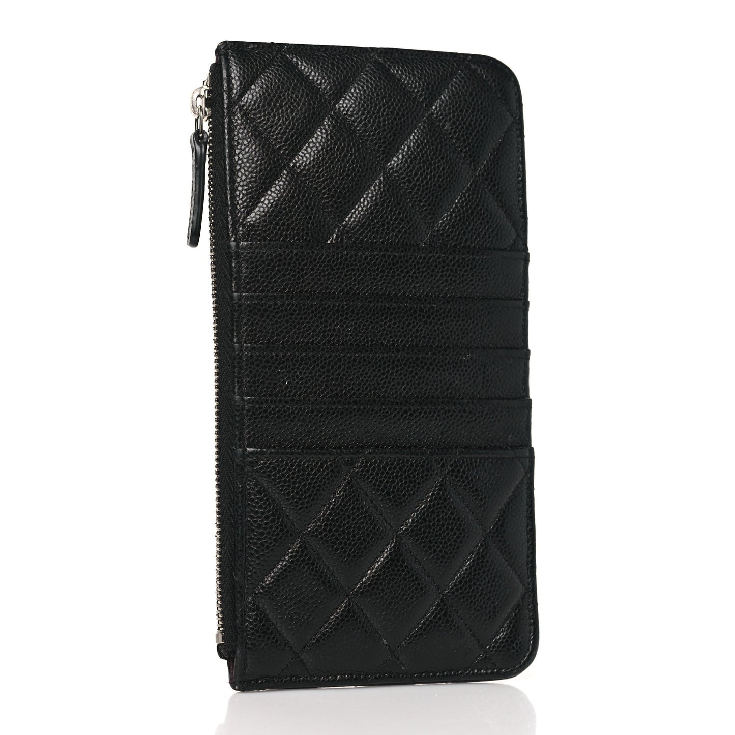 Caviar Quilted Classic Flat Wallet Pouch Black