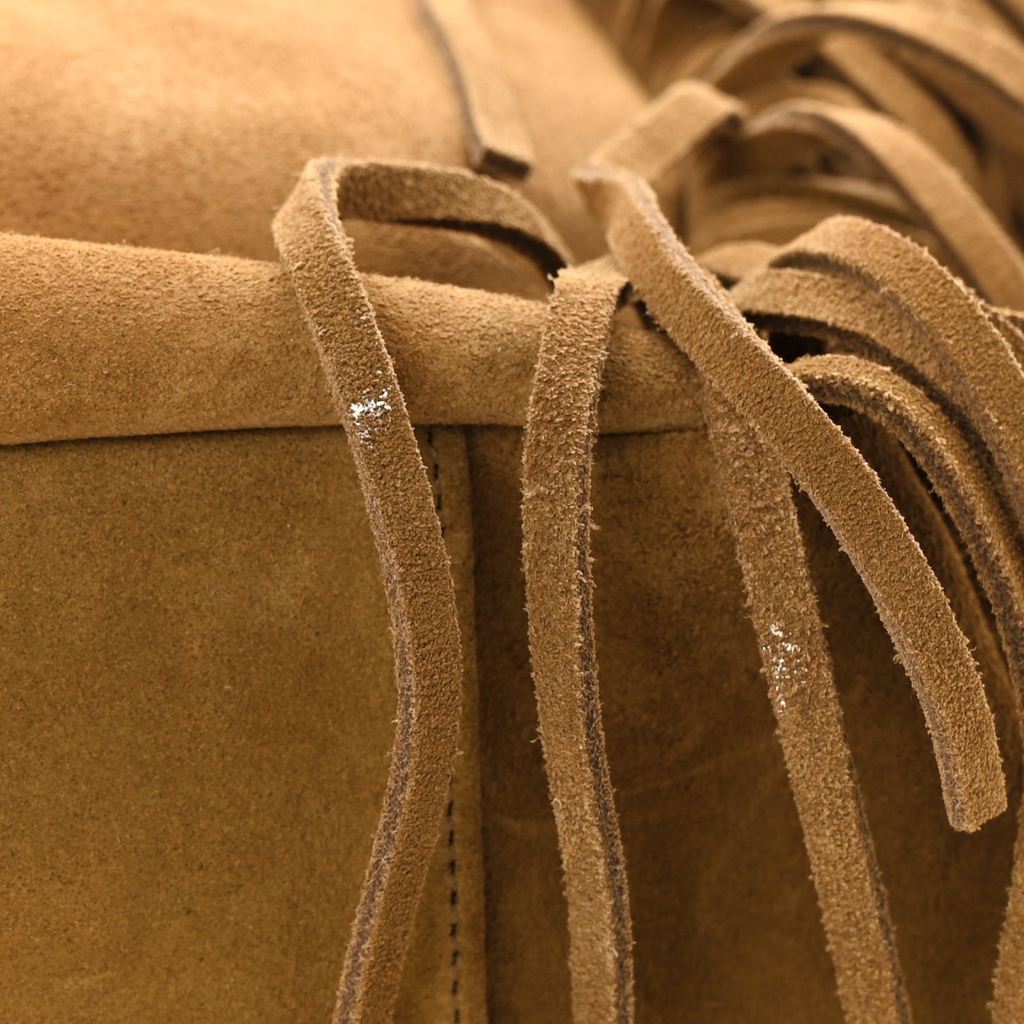 Suede Fringe Monogram Shopping Tote Light Ochre