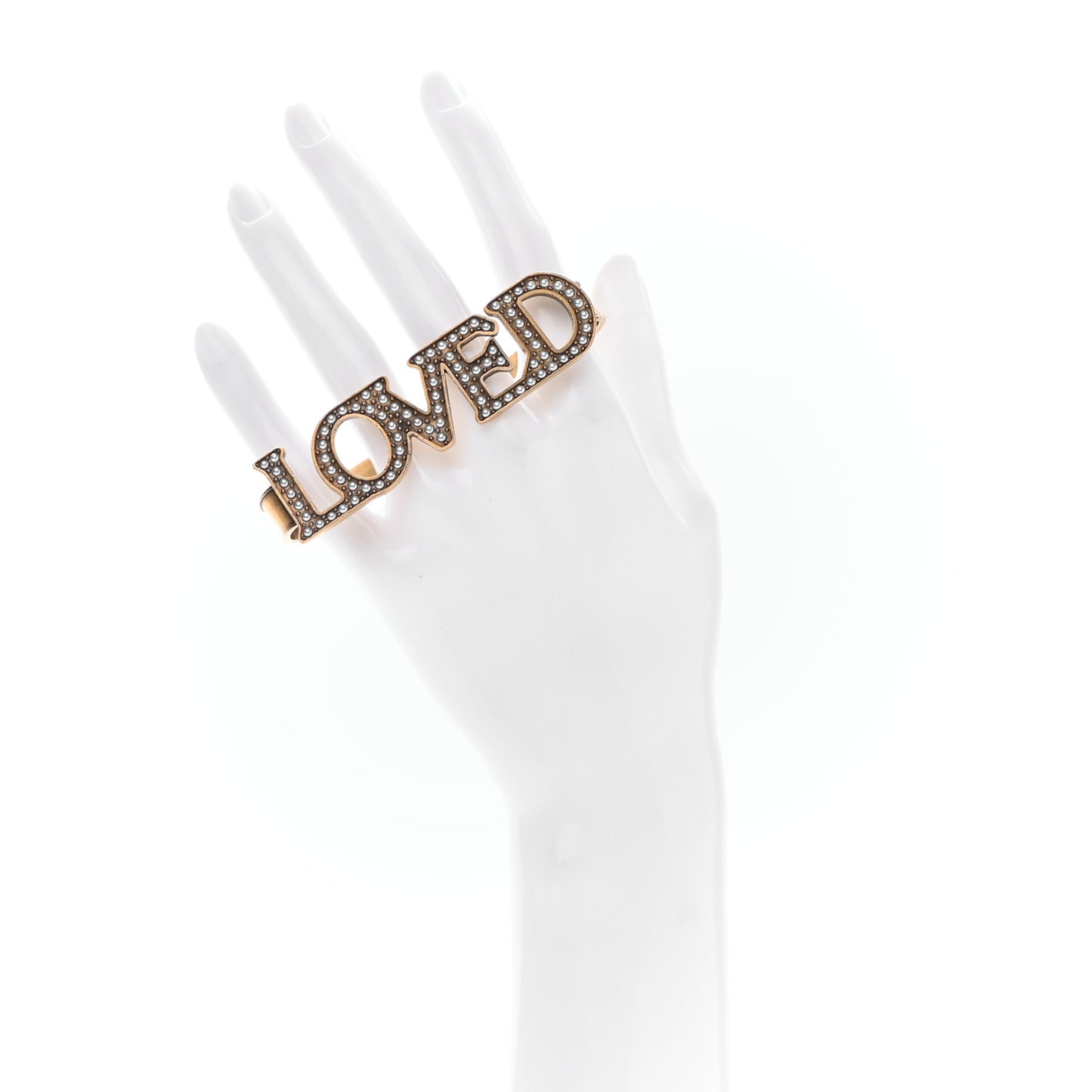 Metal Pearl Loved Palm Cuff Hand Piece Aged Gold