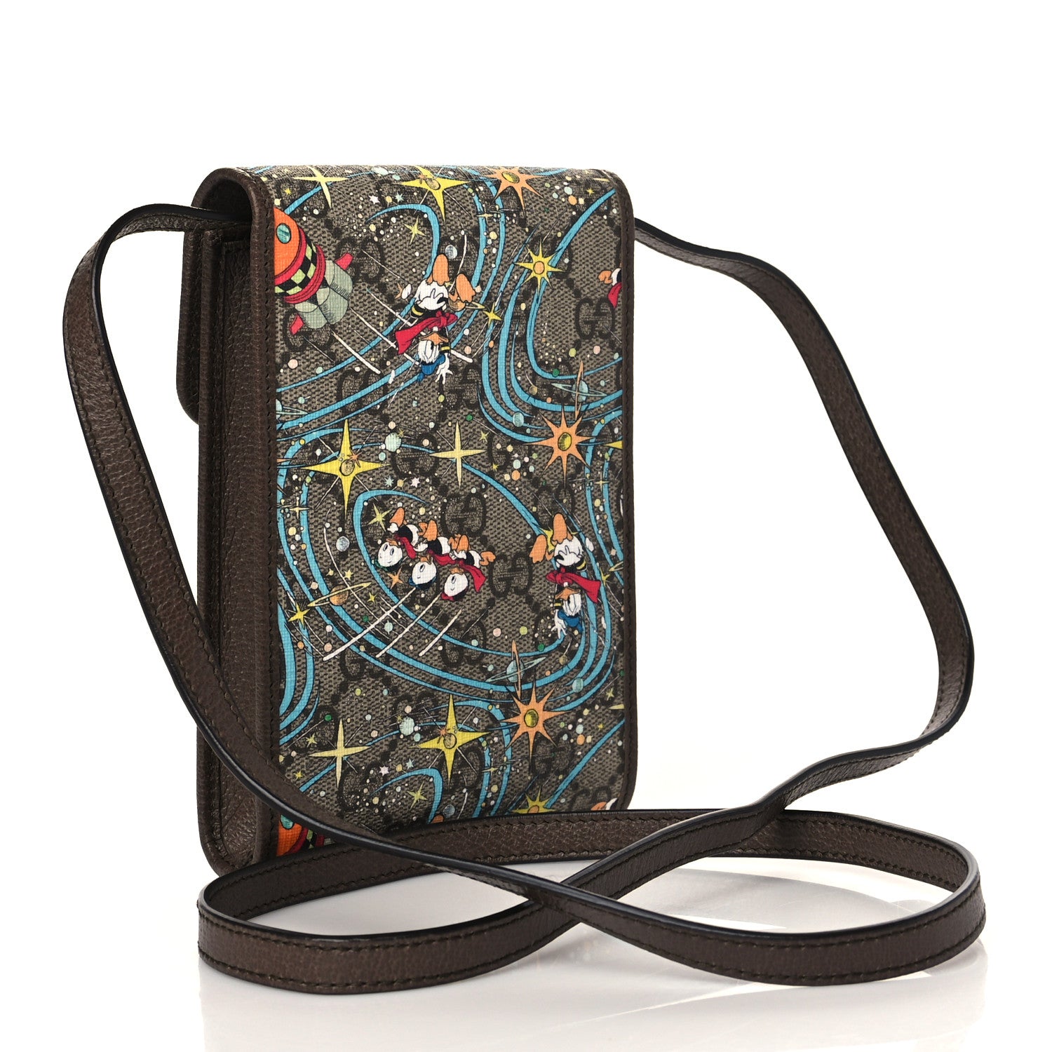 Gucci X DISNEY GG Supreme Monogram Donald Duck Mini Interlocking G Crossbody Bag Beige Multicolor New Acero 3 of 9