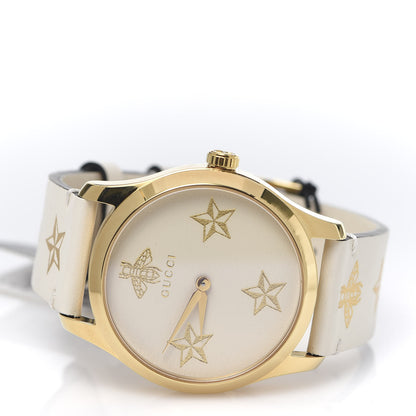 Gucci Stainless Steel Calfskin 38mm G-Timeless Bee Star Quartz Watch White 3 of 6