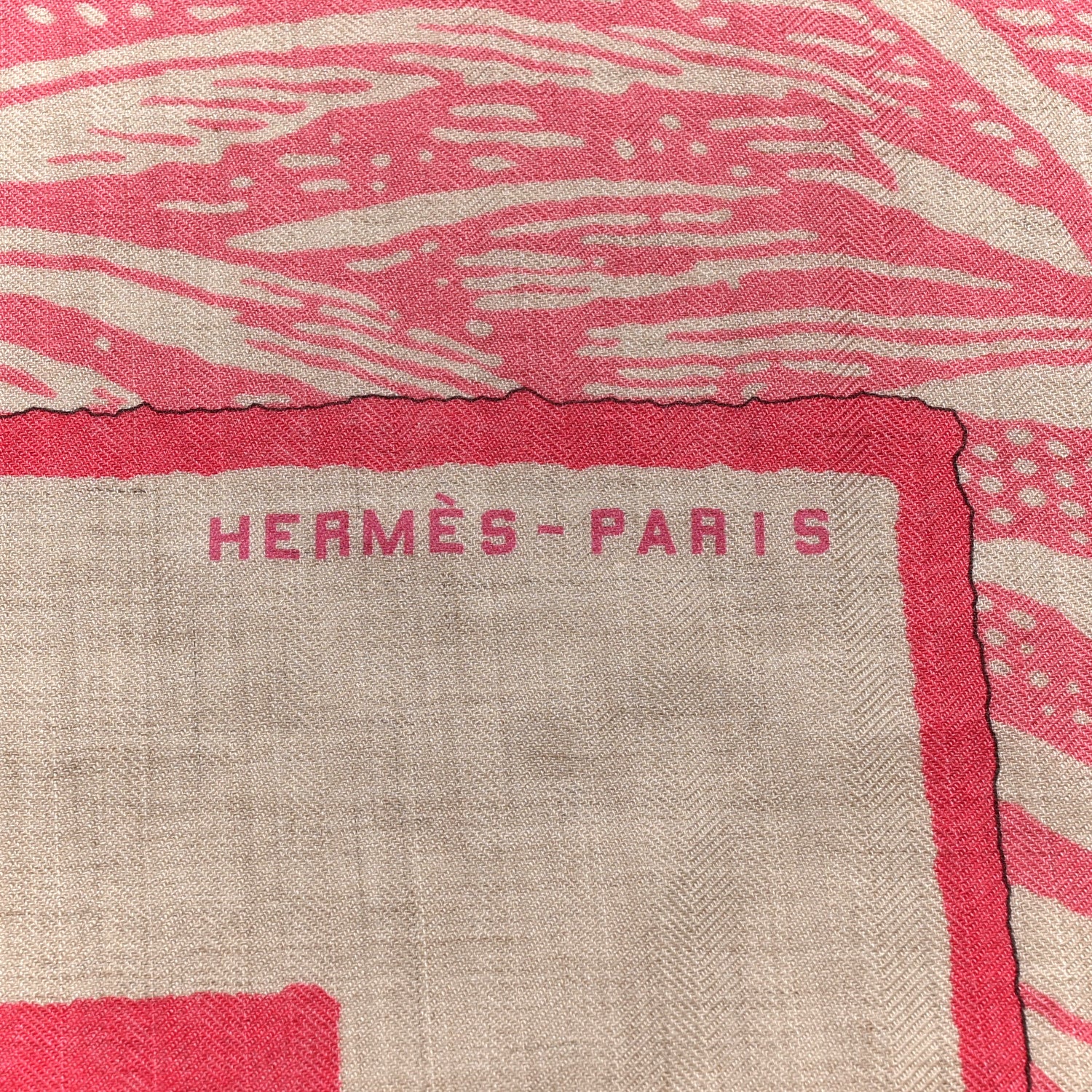 Hermes Cashmere Silk Cavalier En Formes Shawl 140 Naturel Rose Bonbon Bleu 2 of 5