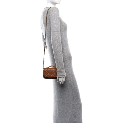 Chanel Caviar Quilted Business Affinity Clutch With Chain Flap Camel 2 of 12