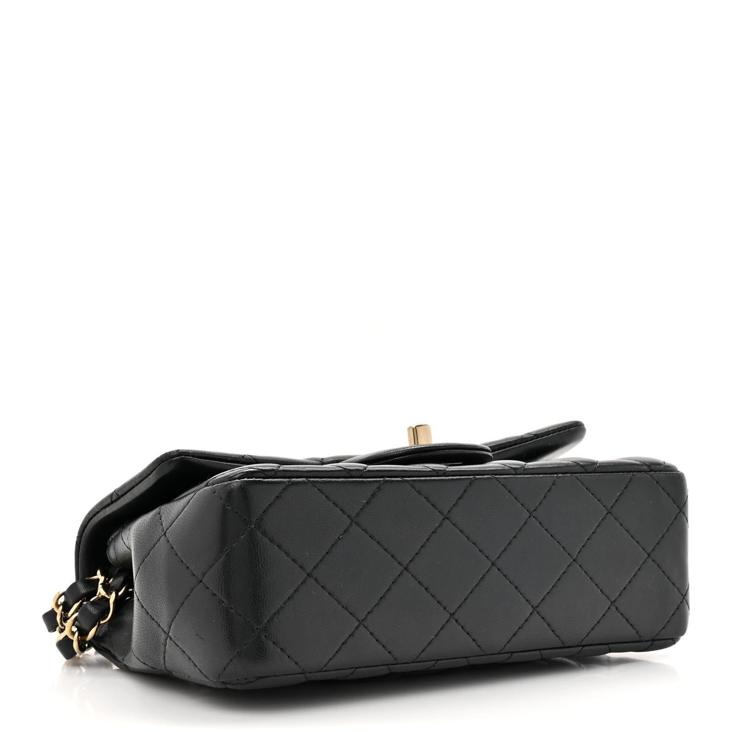 Lambskin Quilted Mini Rectangular Flap Black