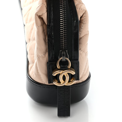Chanel Aged Calfskin Quilted Gabrielle Cosmetic Case Beige Black 8 of 8