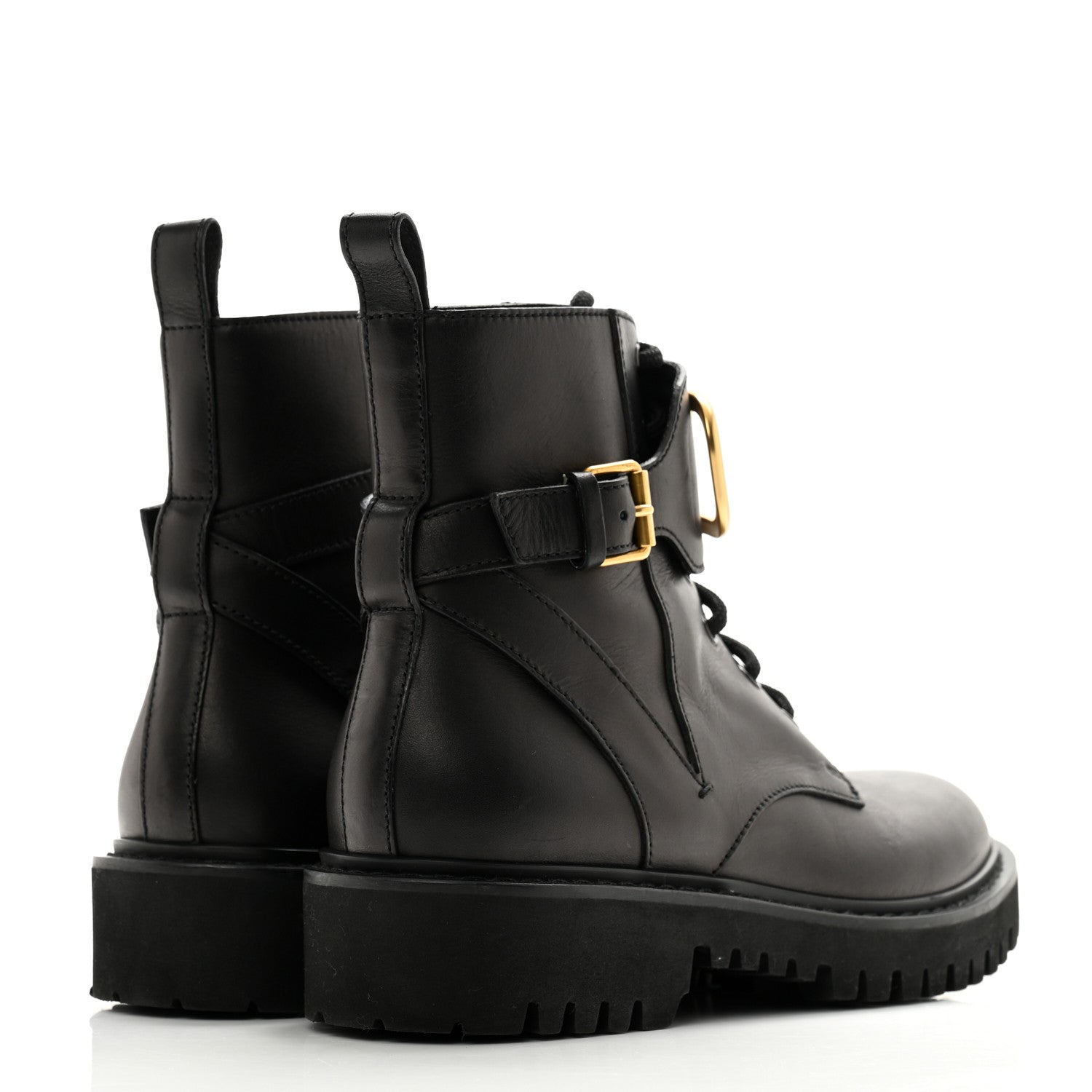 Valentino Garavani Calfskin Womens VLOGO 35mm Combat Boots 38 Black 4 of 12
