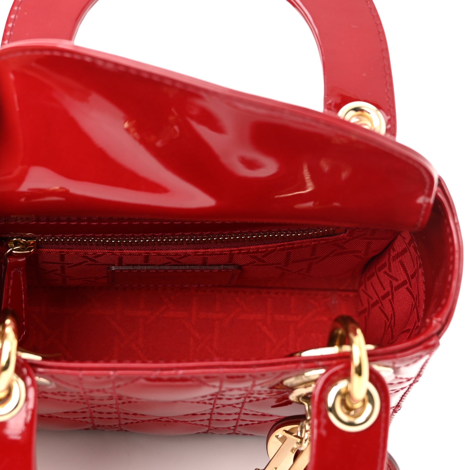 Christian Dior Patent Cannage Mini Lady Dior Red 5 of 9