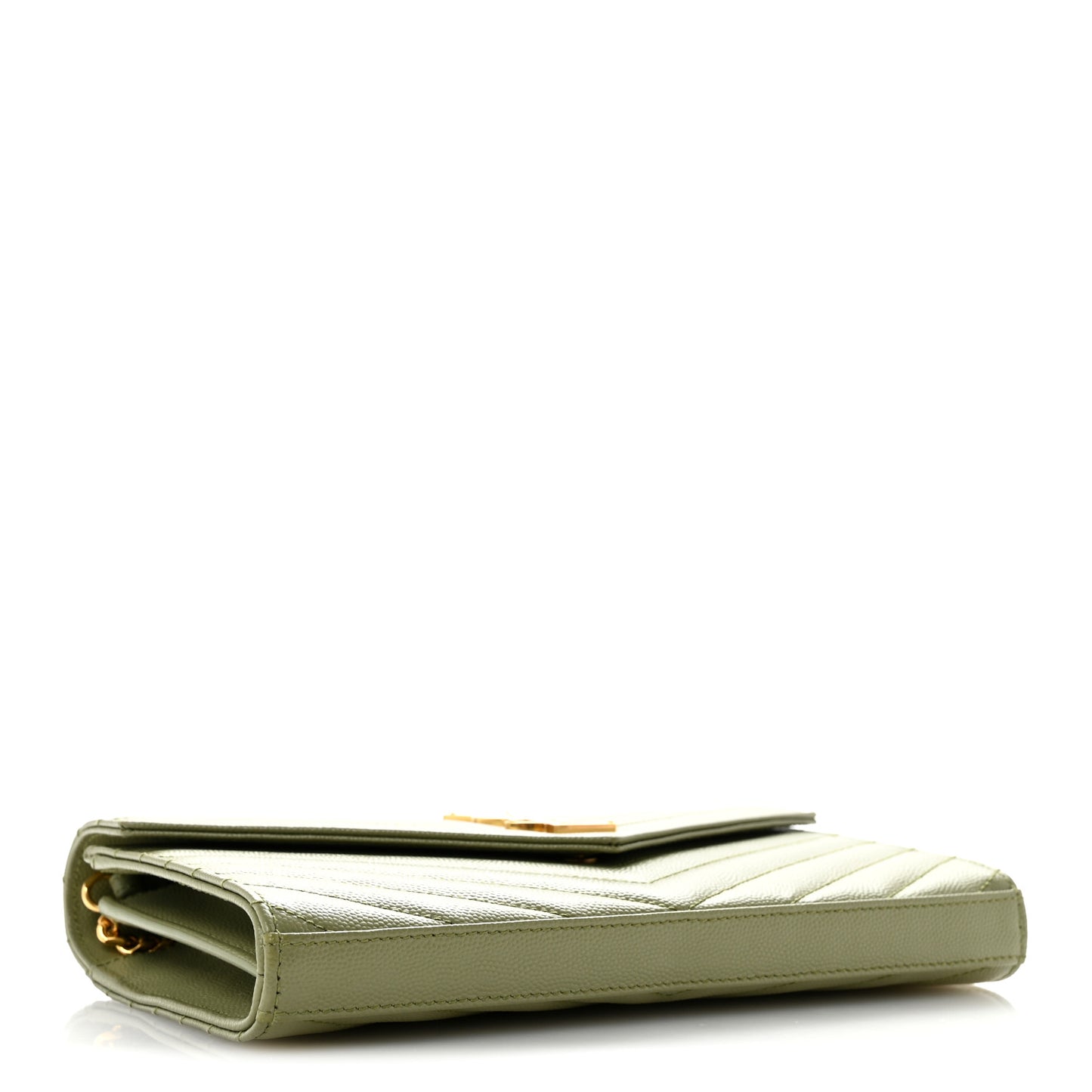 Grain De Poudre Matelasse Chevron Monogram Chain Wallet Pistachio