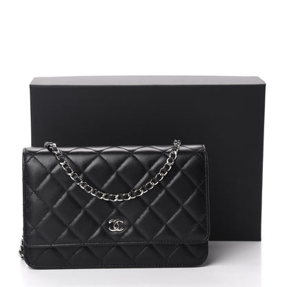 Chanel Lambskin Quilted Wallet On Chain WOC Black 14 of 14