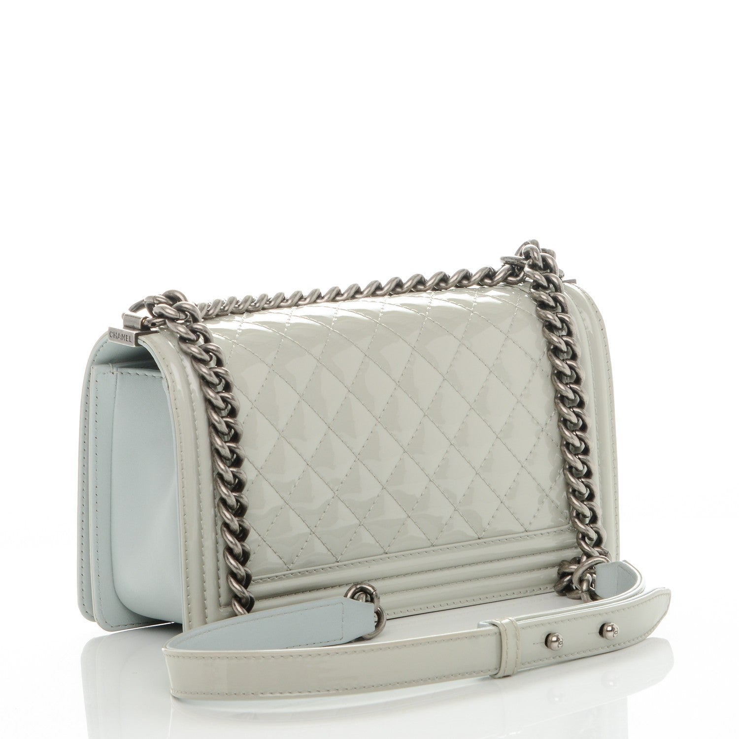 Chanel Patent Quilted Medium Boy Flap Light Blue 3 of 8