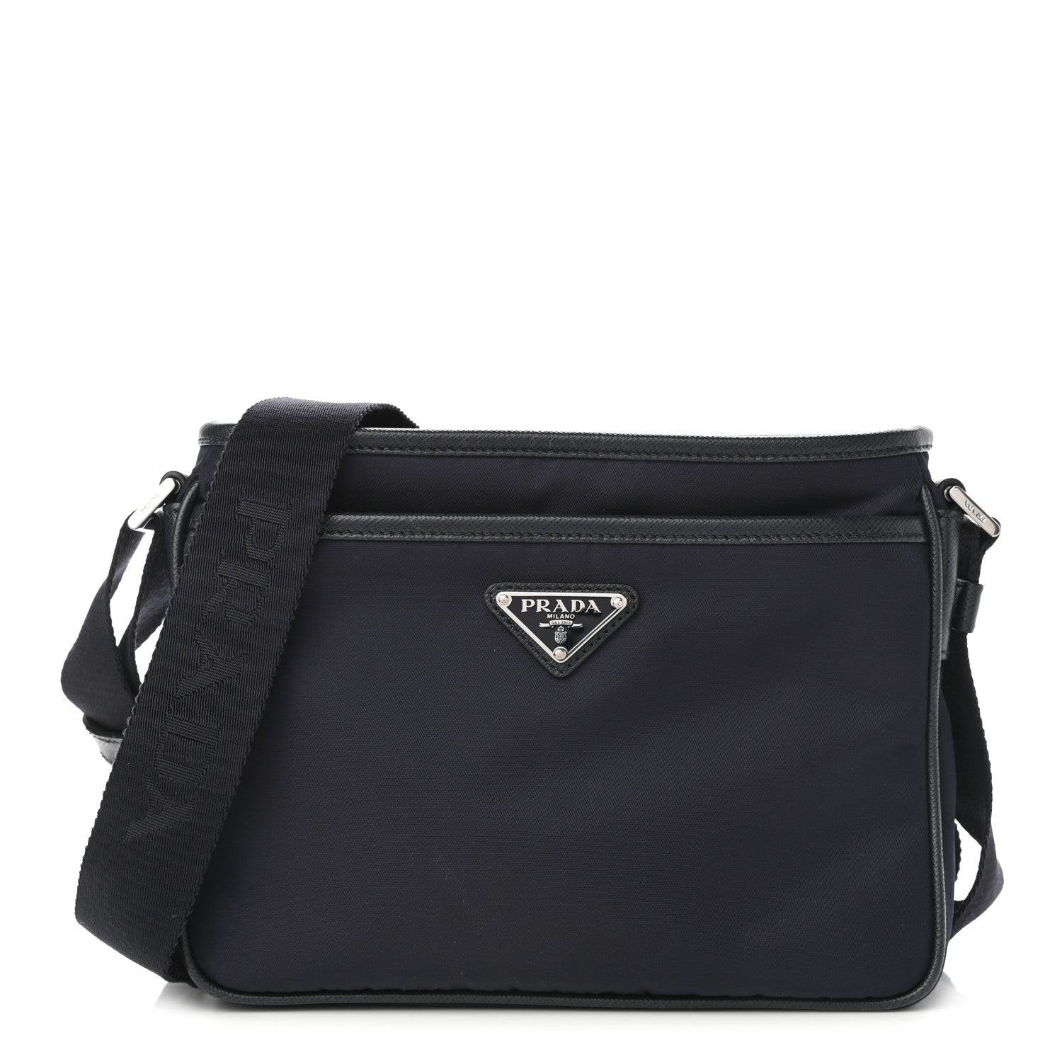 Prada Tessuto Nylon Saffiano Messenger Bag Baltico 2 of 16